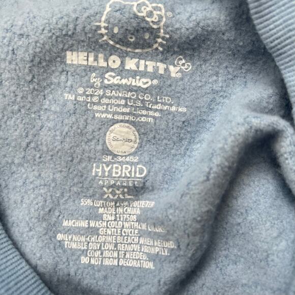 Hello Kitty Blue Sweatshirt Red heart Accents Sanrio casual valentine - Picture 5 of 5